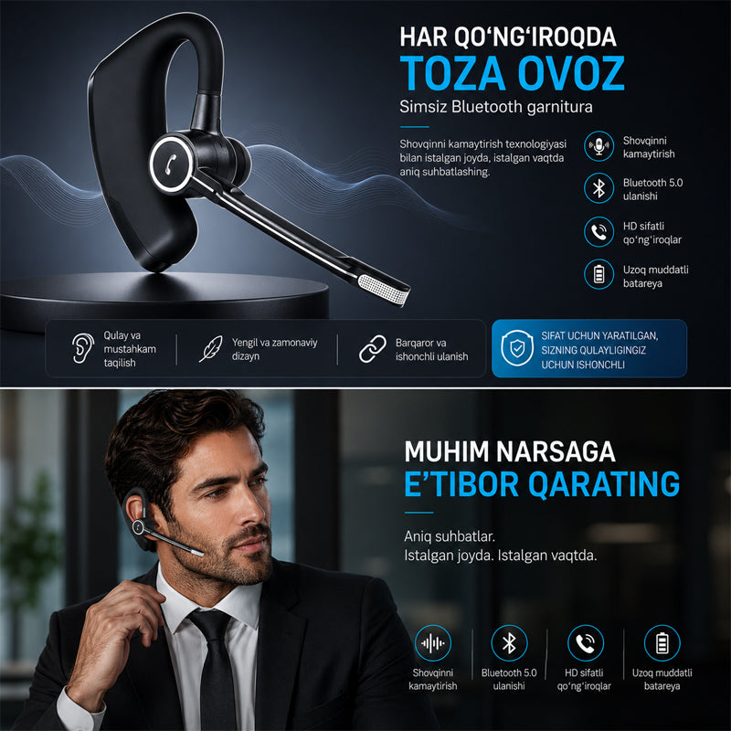 Yuqori sifatli, suv o'tkazmaydigan Bluetooth garnitura